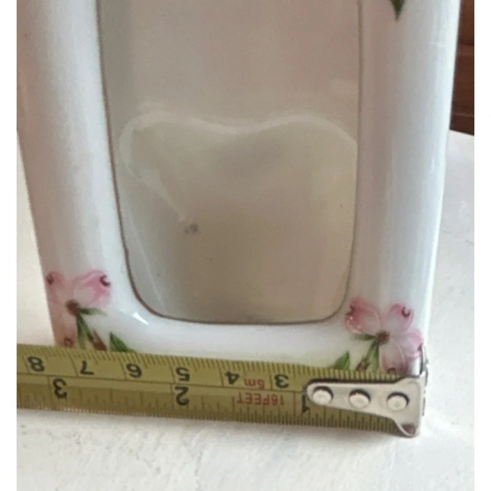 VTG Lefton Floral Ceramic Photo Frame Hand Painted Vintage Pink White MPN 0340